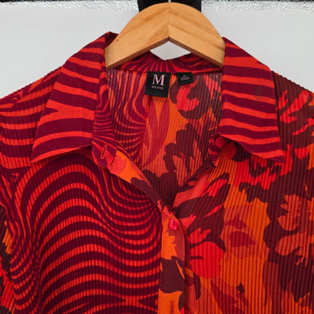Red & Orange Abstract Button-Down Shirt - Picture 3 of 10